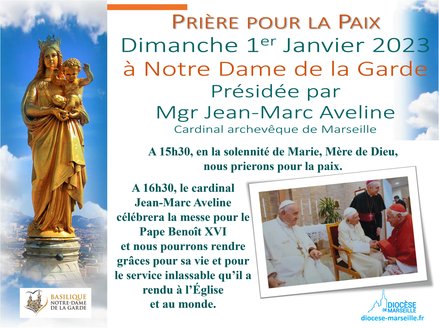 Prière pour la paix et messe pour Benoît XVI Diocèse de Marseille
